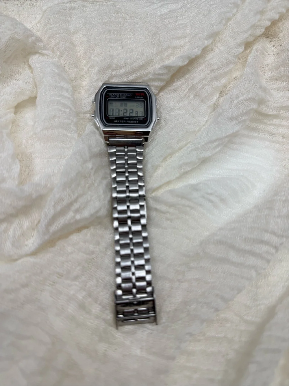Classic Silver Digital Stainless Steel Watch - Casio-Style